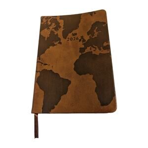 New Eccolo 2025-2026 Weekly Planner Leatherette Soft Covers Map Embossed Unique